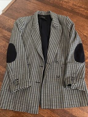 Zara Oversized Plaid Blazer with Elbow Patches - S